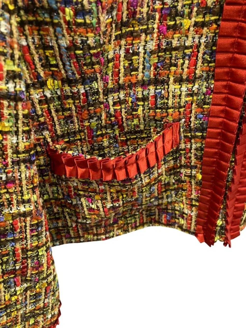 Michael Simon Tweed Blazer PL Brown Orange Colorful Business Casual Career Chic